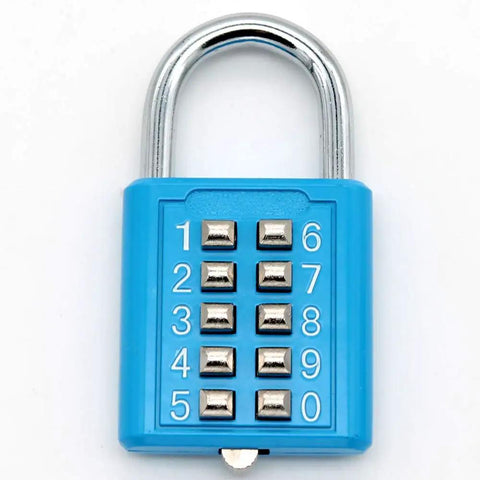 10 Dial Button Combination Padlock With 5 Position Locking Mechanism, Kid Friendly And Easy To Use, Hardened Steel Shackle