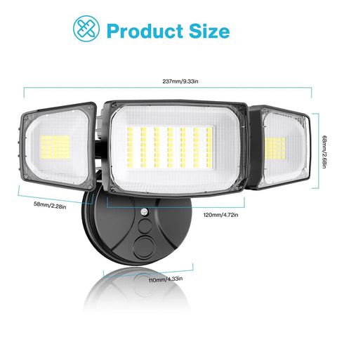 Rock Solid 80W Outdoor Flood Lights Kickin Out 8000 Lumen Brightness With Straight Up Switch Control IP65 Waterproof Wired Led Security Fixtures For Yard Driveway Black