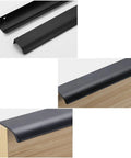 Hidden Cabinet Handle For Drawers And Doors Curved Aluminum Alloy Pull Concealed Door Knob Black Finish 1200mm Length