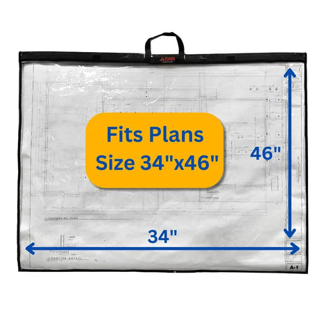 Built Different Tough Blueprint Cover Protector And Plan Sleeve For 36X48 Arch Drawings Posters Maps With Clear Window And Heavy Duty Nylon that fits 34x46 inch plans.