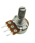 Pack Of 10 10K Ohm Linear Rotary Potentiometers With Knurled Six Millimeter Shaft Fifteen Millimeter Length Three Hundred Degree Turn Pro Grade Potentiometer For Precise Audio And DIY Electronics Control showing single potentiometer with shaft