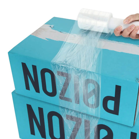 Using Snag This Gotta Have 6 Roll Stretch Wrap Film Set With Premium 80 Gauge Cling Plastic on stacked boxes during packing.