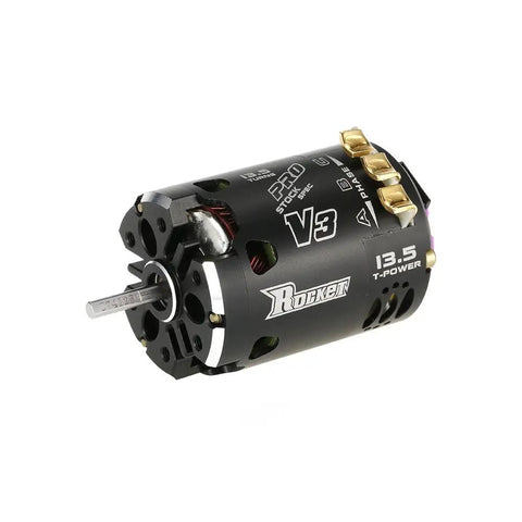 Beefy Rocket V3 540 13.5T 3200KV sensored brushless RC motor with CNC aluminum heatsink and copper windings for 1/10 scale cars.