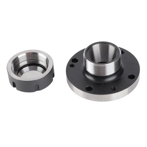 Heavy Duty ER40 Collet Holder For Metal Lathe 100mm Workholding Tool with threaded components and smooth surfaces.