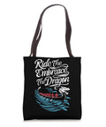 Racing Dragon Boat Tote Bag For Fans And Athletes A Bold Colorful Carryall Featuring Dragon Boat Festival Artwork Perfect For Practice Races And Crew Gear On The Go Day Trips And Weekend Regattas, black tote with dragon and text design