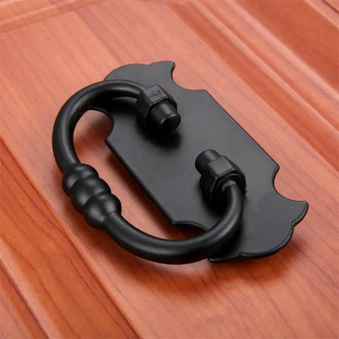 2 Pack Antique Black Ring Knob Pulls With Heavy Duty Mounting Screws For Kitchen Cabinetry Vintage Drawers And Modern Furniture Built Tough A Snazzy Home Upgrade showing matte black finish and ornate design
