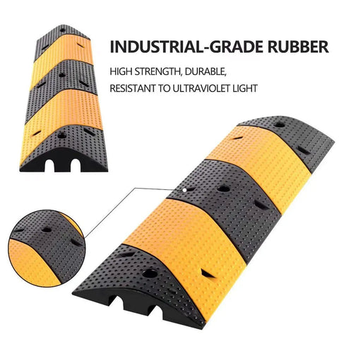 2 Pack Rubber Cable Ramp Protector For Indoor Outdoor Use 2 Channel Cable Ramp With 88000 Lbs Load Capacity Heavy Duty Traffic Safe Bump