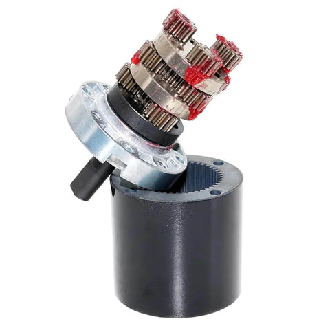 Beefy 42mm Planetary Gearbox Reducer for DC Motors 775 795 895 with 17.5mm output shaft and 1 to 368.7 gear ratio, side view