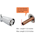 Slip Fit Tub Spout With Pull Up Diverter For Half Inch Copper Tube Chrome Finish Durable Metal Construction No Hassle Diverter