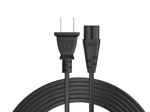 Heavy Duty 12 Feet TV Power Cord Featuring 2 Prong C7 Design with angled connectors for reliable TV power supply.