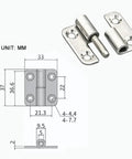 Heavy Duty Detachable Hinge With Rock Solid Silver Stainless Steel Build For Smooth Removable Door Swing And Absolutely Zero Hassle Slip Joint Installation, size 37x33 mm.