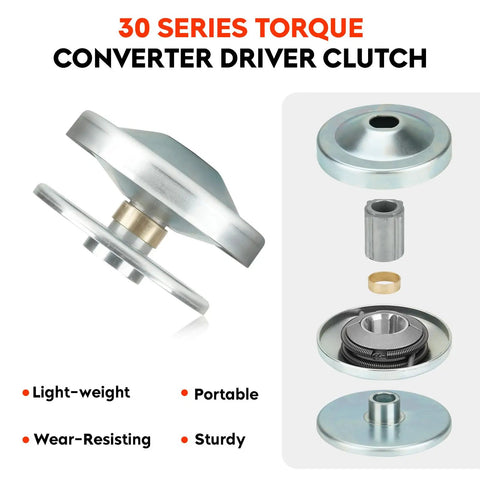 Go Kart Torque Converter Driver Pulley 30 Series Three Quarter Inch Bore for 212cc 6.5HP engines exploded view