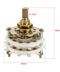 Band Selector Rotary Switch 2 Pole 10 Position 2 Deck With Plastic Knob 22 Pins 6mm Shaft 9.7mm Mount Hole with dimensions