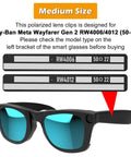 4 Pack Polarized Clip On Lenses For Meta Wayfarer Gen 2 Smart Glasses M Size 50 22 RW4006 RW4012 UV Protection shown in blue