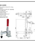 Heavy Duty Quick Release Vertical Toggle Clamp Kickass Workshop Tool Rock Solid Jaw Design for woodworking specifications and dimensions.
