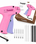 Handheld Stitch Gun For Clothes Featuring No Sew Hemming And Tagging With Six Strong Needles And Two Thousand Micro Fasteners shown with needles and fasteners.