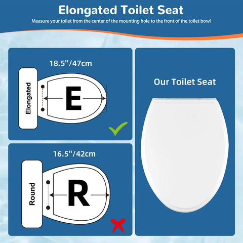 Elongated Soft Close Toilet Seat With One Click Release, Easy Oval Replacement With Bolts Hinges And Bumpers chart, universal fit