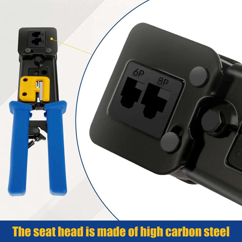 RJ45 Crimp Tool Set For Ethernet Cabling Pro Grade Workhorse Crimping Tool With Mini Wire Stripper, high carbon steel head
