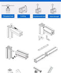 Illustration of Four Piece 2020 T Slot Aluminum Extrusion Rails 200mm Long Black Anodized Finish European Standard for 3D printers CNC