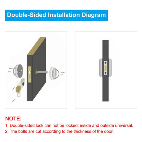 Double-sided installation diagram for Red Bronze 4.9mm Round Recessed Pull Handle Knob demonstrating assembly steps for sliding doors.