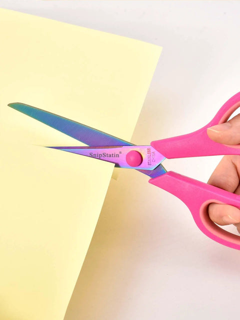 Heavy Duty 8.5 Inch Office Scissors With Titanium Coated Blades And Ergonomic Semi Soft Rubber Grip All Purpose Fabric Sewing School Craft Scissors 3 Pack cutting paper