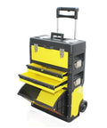 On The Go Stackable Toolbox With Rolling Wheels And Comfort Grip Handle, Heavy Duty Mobile Organizer For Tools And Gear