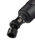Close-up of a 18mm CR-MO steel socket in the Three Eighths Inch Drive Shallow Universal Impact Socket Set, 15 Piece, showing swivel head.