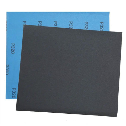 320 Grit Sandpaper Pro Grade 9 By 11 Inches Pack Of 30 Sheets Silicon Carbide For Auto Body Wood Metal Sanding Polishing And Finishing Dry And Wet Sandpaper Waterproof Flexible Paper, black and blue sheets