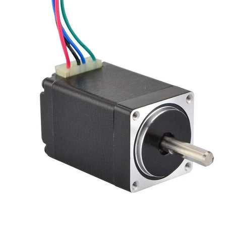 Stepper motor NEMA 11, bipolar, 0.67A, 9.5 Ncm torque, 4-wire, black housing with silver faceplate and shaft