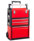Portable Rolling Garage Tool Organizer Cart With 3 Drawers, Stackable Upright Toolbox In Steel And Plastic, 20.5 x 12.6 x 28.4 Inches