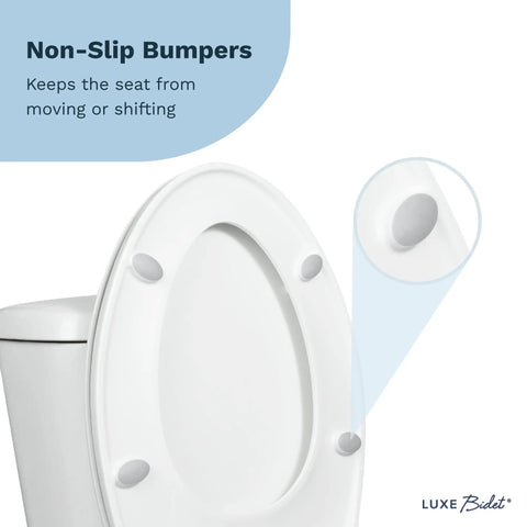 Elongated Comfort Fit Toilet Seat With Slow Close, Quick Release Hinges, Non Slip Bumpers, And Easy Install, Durable Plastic White Upgrade