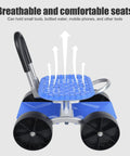 Rolling Garden Stool With 360 Degree Swivel, Foldable Garden Seat On Flat-Wheeled Cart, Adjustable Height, Blue