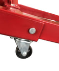 Heavy Duty Folding Engine Hoist And Cherry Picker Garage Workhorse crushing heavy loads with swivel caster detail.