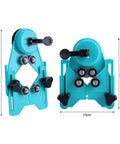Pro Grade Adjustable Hole Saw Guide Jig With Vacuum Base for Precise Drilling 4mm to 80mm shown in blue with dimensions 25cm x 15cm.