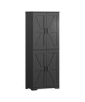 Boss Black Wood Storage Cabinet With Four Doors And Adjustable Shelves For Kitchen Pantry Organization In Dining Room Living Room And Bathroom Tall Sturdy Cabinet For Farmhouse Or Modern Homes