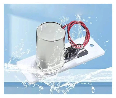 Waterproof Heavy Duty Electric Drop Bolt Door Lock DC 12V Magnetic Induction Auto Deadbolt showing water splashes on unit.