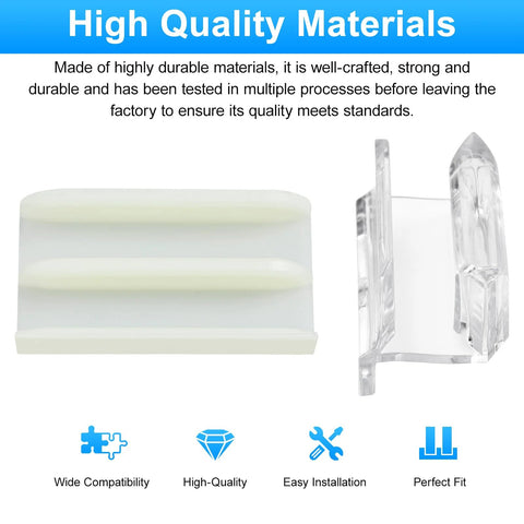 Sliding Shower Door Bottom Track Set For Glass Doors Compatible With One Half Inch And Three Eighth Inch Grooves Includes Two Tracks For Seven Sixteenths Inch And Five Sixteenths Inch Glass Doors Durable Material For Long Lasting Performance, side view showing two track sizes and clear material.