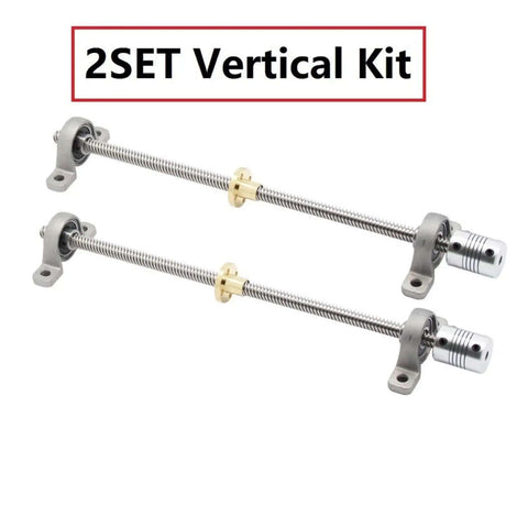Super Cool T8 Lead Screw Vertical And Horizontal Kit With 2mm Pitch Plus 8mm Thick Rod And Bearing Coupler Set For Fast Cnc Projects, 2SET vertical kit