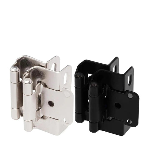 Two Pack Half Inch Self Closing Spring Hinges For Kitchen Cabinets And Furniture Hardware Matte Black Semi Hidden Design Soft Close