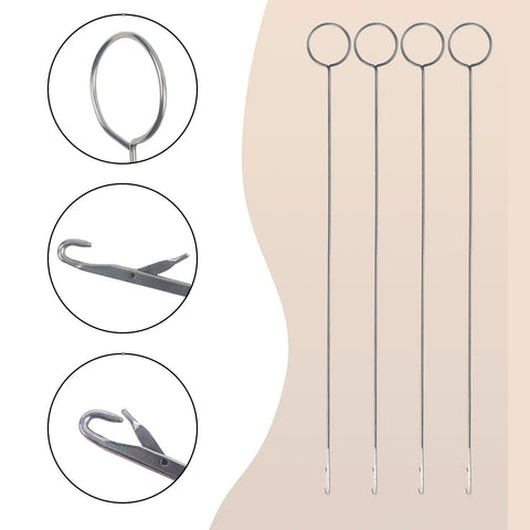 4 Pack Point Loop Turner Sewing Tools Set With Tongue Crochet And Latch Hook For Beads Belts Strips DIY Accessories Carbon Steel Durable Tools For Quick Threading And Seam Finishing, 10.4-inch steel loop turners
