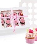 Six Pack Cupcake Boxes That Hold 12 Standard Cupcakes With Clear Windows Food Safe Paper Bakery Carriers Removable Inserts