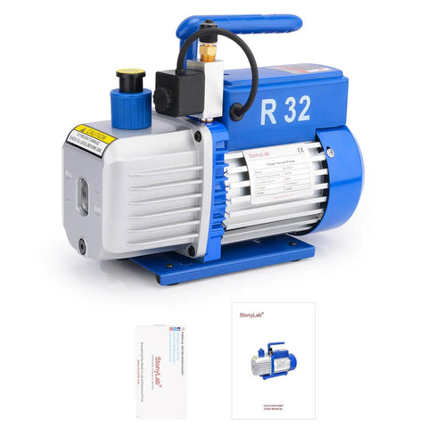 3 CFM Single Stage Rotary Vane Vacuum Pump With Solenoid Valve For HVAC And AC Refrigerants Pro Grade Vacuum Source