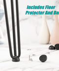 Close-up of 30 Inch Hairpin Table Legs Set Of 4 Beefy Heavy Duty Diy Furniture Legs with floor protector and bolts included.