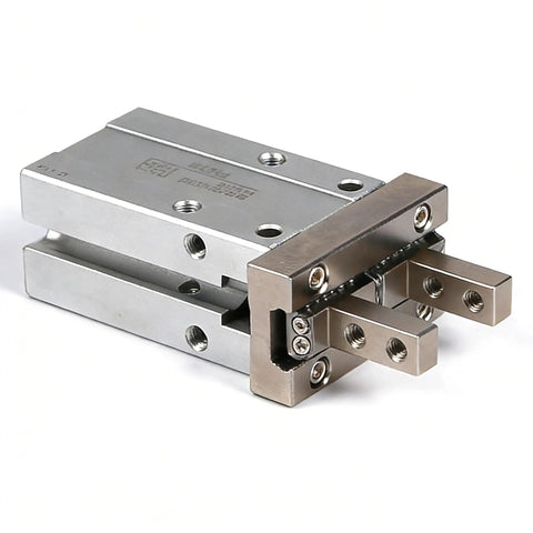Pneumatic Gripper Claw Parallel Style With Guide Track Ball Bearing And Mini Finger Air Cylinder Double Acting 20mm Bore 0.2 To 0.7 MPa 29 To 100 PSI Compact Industrial Automation Tool