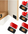 Ultra Thin No Drill Magnetic Cabinet Latches 4 Pack With 16 Adhesive Pads For Tight Gaps Black Easy Mount For Apartments RVs Dorms And Quick Kitchen Cabinet Fixes