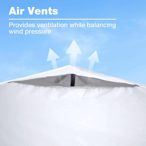 10x20 Canopy Replacement Top Cover With Air Vents For Outdoor Pop Up Gazebo Tent Top Only With Adjustable Straps Weatherproof And UV Guard White Frame Not Included Fits Most 10x20 Canopy Frames
