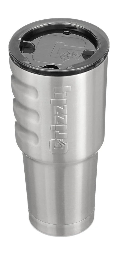 32 Oz Stainless Steel Tumbler With Vacuum Insulation And TwistTop Lid, brushed finish, perfect for road trips and outdoor activities.