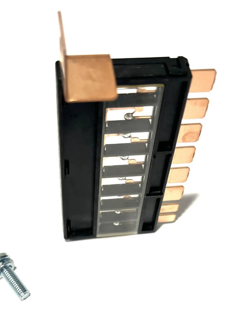 Zero Drama Eight Circuit Multi Block Fuse Holder With Screw For Acura MDX Battery Side Electrical Box side view with connectors.