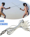 High Precision Fencing Body Cord For Foil And Epee With Stainless Steel Connector And Clear Cable shown with fencers
