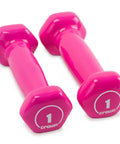 Pair Of 1Lb Thick Vinyl Coated Hex Dumbbell Hand Weights For Home Gym Durable Hex Shape Comfortable Grip Colorful Vinyl Finish
